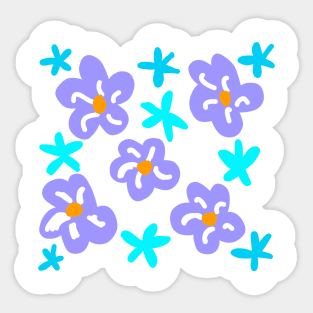 Purple blue flower abstract art Sticker